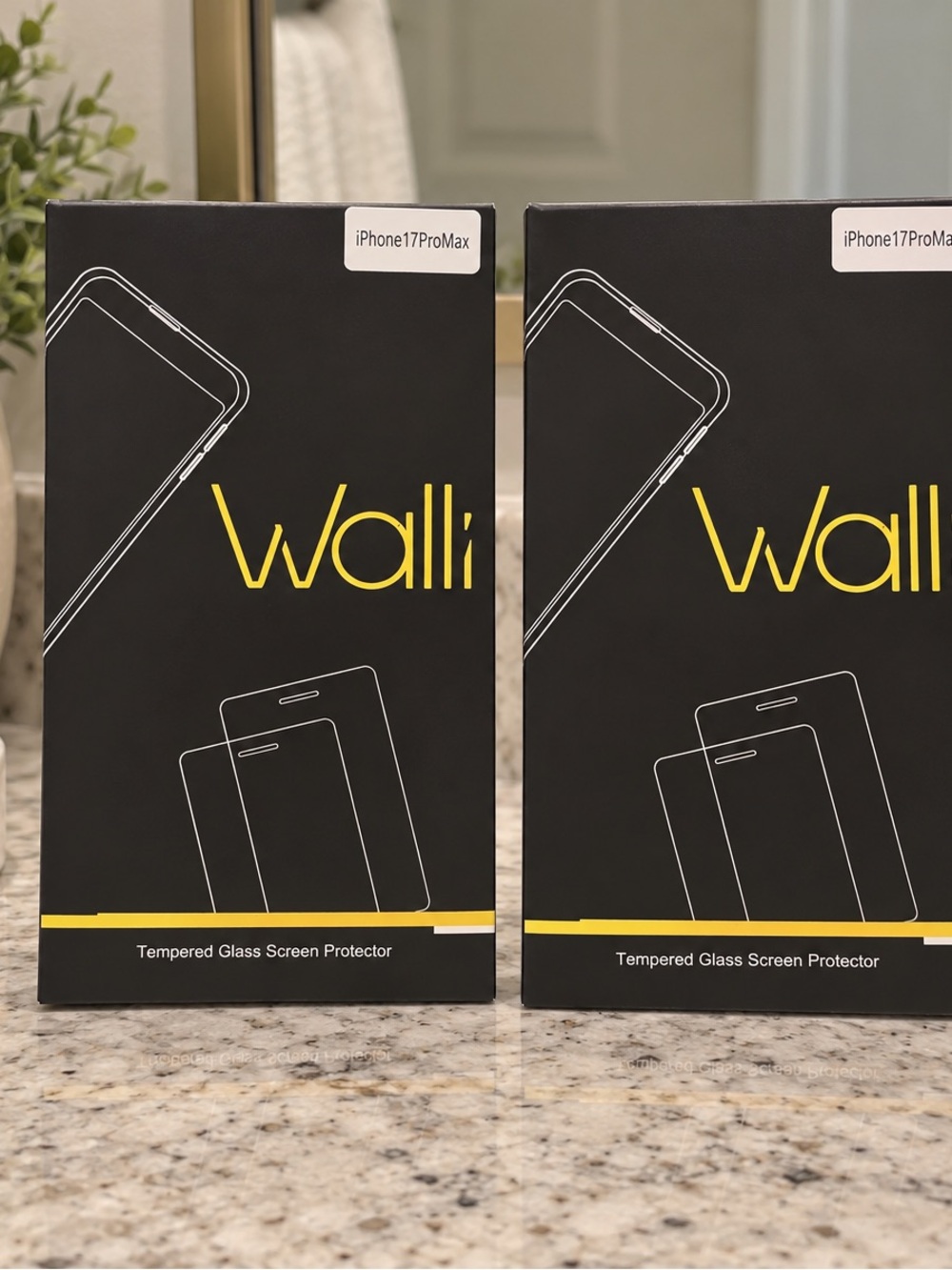 Walli Tempered Glass Screen Protector - Black Front Shield comes with two NEW!